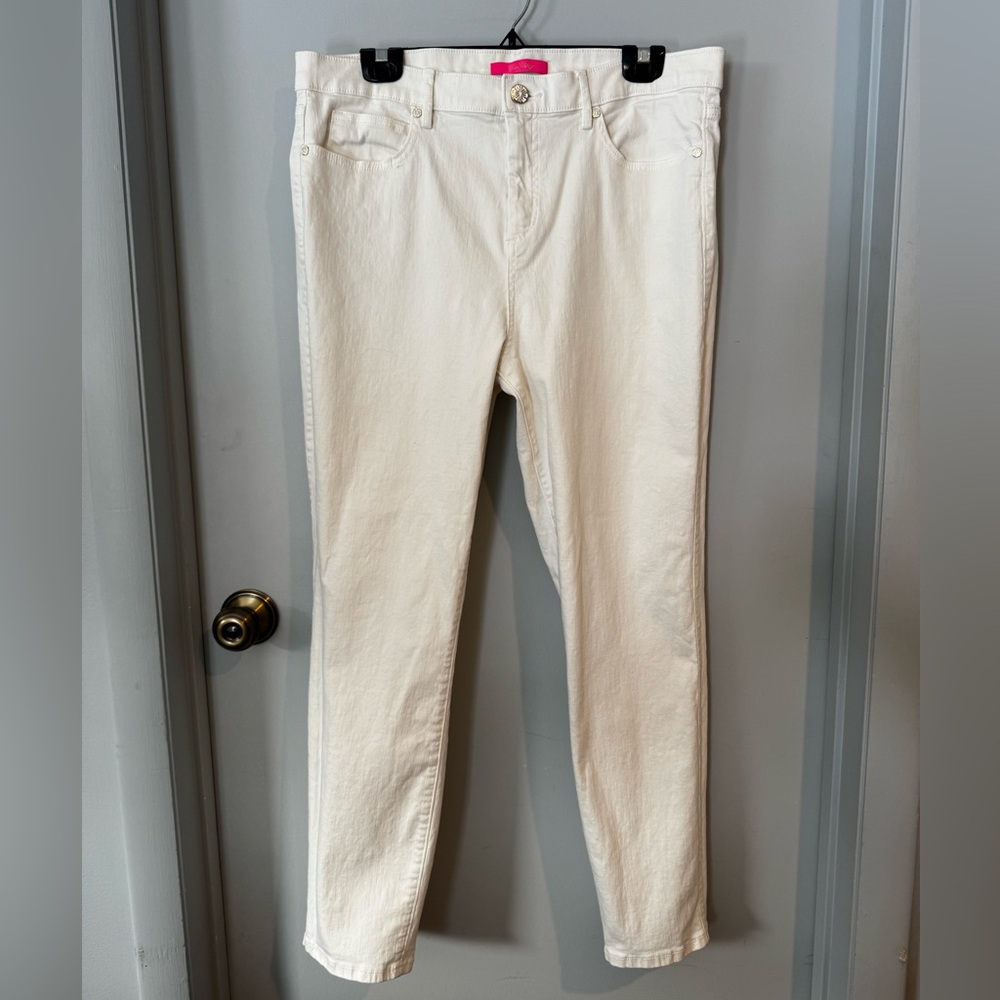 Lilly Pulitzer Cream Ankle Jeans Sz 16